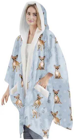 E&S Pets Snuggs Blanket Hoodie for Women Soft Fleece Wrap, Tan Chihuahua E&S Pets Snuggs Blanket Hoodie for Women Soft Fleece Wrap, Tan Chihuahua