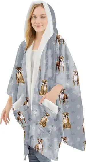 E&S Pets Snuggs Blanket Hoodie for Women Soft Fleece Wrap, Pit Bull E&S Pets Snuggs Blanket Hoodie for Women Soft Fleece Wrap, Pit Bull