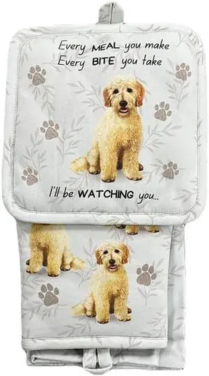 E&S Pets Goldendoodle 3 Piece Kitchen Set - Oven Mitt, Towel, Pot Holder E&S Pets Goldendoodle 3 Piece Kitchen Set - Oven Mitt, Towel, Pot Holder