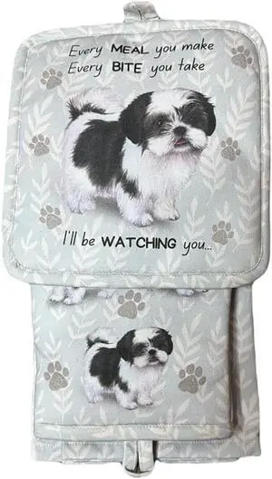 E&S Pets Black/White Shih Tzu 3 Piece Kitchen Set- Oven Mitt, Towel, Pot Holder E&S Pets Black/White Shih Tzu 3 Piece Kitchen Set- Oven Mitt, Towel, Pot Holder
