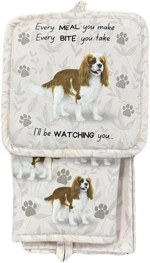 E&S Pets King Charles Cavalier 3 Piece Kitchen Set-Oven Mitt, Towel, Pot Holder E&S Pets King Charles Cavalier 3 Piece Kitchen Set-Oven Mitt, Towel, Pot Holder