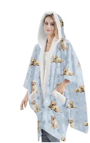 E&S Pets Snuggs Blanket Hoodie for Women Soft Fleece Wrap, Goldendoodle E&S Pets Snuggs Blanket Hoodie for Women Soft Fleece Wrap, Goldendoodle