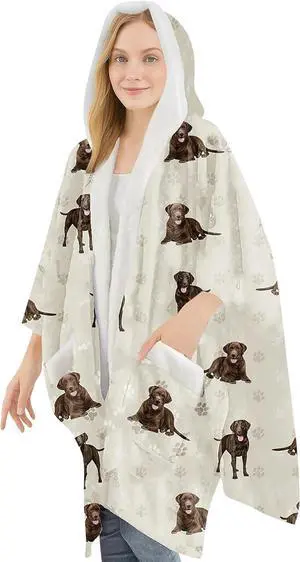 E&S Pets Snuggs Blanket Hoodie for Women Soft Fleece Wrap, Chocolate Labrador E&S Pets Snuggs Blanket Hoodie for Women Soft Fleece Wrap, Chocolate Labrador