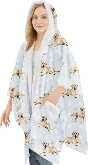 E&S Pets Snuggs Blanket Hoodie for Women Soft Fleece Wrap, Yellow Labrador E&S Pets Snuggs Blanket Hoodie for Women Soft Fleece Wrap, Yellow Labrador