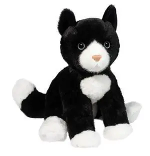 Douglas Beckie Soft Black & White Cat Plush Stuffed Animal, 10" Douglas Beckie Soft Black & White Cat Plush Stuffed Animal, 10"