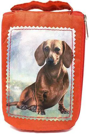Red Dachshund Foldable Tote Bag - Durable Waterproof - Zippered Market Tote Red Dachshund Foldable Tote Bag - Durable Waterproof - Zippered Market Tote