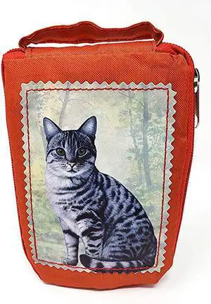 Gray Tabby Cat Foldable Tote Bag - Durable, Waterproof - Zipper Market Tote Gray Tabby Cat Foldable Tote Bag - Durable, Waterproof - Zipper Market Tote