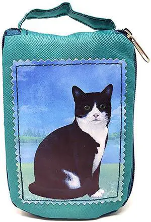 Black and White Cat Foldable Tote Bag - Durable, Waterproof - Zipper Market Tote Black and White Cat Foldable Tote Bag - Durable, Waterproof - Zipper Market Tote