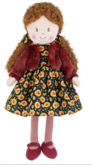 Ganz Amber Sunflower Rag Doll with Brown Curly Hair and Sunflower Dress, 20" H Ganz Amber Sunflower Rag Doll with Brown Curly Hair and Sunflower Dress, 20" H
