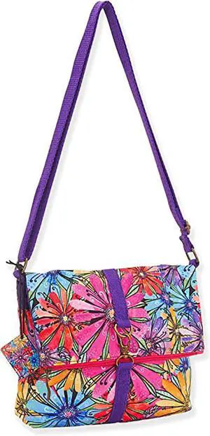Laurel Burch Fleur Flapover Flower Crossbody Shoulder Bag Purse, 10 x 2 x 8" Laurel Burch Fleur Flapover Flower Crossbody Shoulder Bag Purse, 10 x 2 x 8"