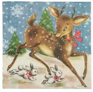 Primitives By Kathy Paper Beverage Napkins, 5" x 5", 20/pk, Retro Reindeer Primitives By Kathy Paper Beverage Napkins, 5" x 5", 20/pk, Retro Reindeer