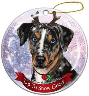 Holiday Pet Catahoula Leopard Reindeer Dog Porcelain Christmas Ornament Holiday Pet Catahoula Leopard Reindeer Dog Porcelain Christmas Ornament