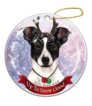 Holiday Pet Gifts Rat Terrier Black/White Tipped Dog Porcelain Christmas Ornament Holiday Pet Gifts Rat Terrier Black/White Tipped Dog Porcelain Christmas Ornament