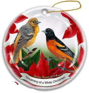Holiday Pet Gifts Baltimore Oriole Bird Porcelain Christmas Ornament Holiday Pet Gifts Baltimore Oriole Bird Porcelain Christmas Ornament