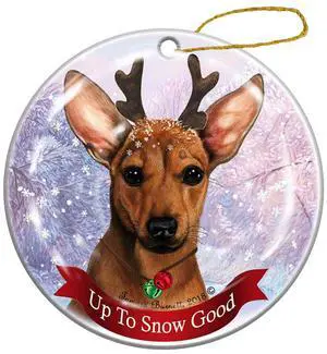 Holiday Red Chiweenie Reindeer Dog Porcelain Christmas Ornament Holiday Red Chiweenie Reindeer Dog Porcelain Christmas Ornament