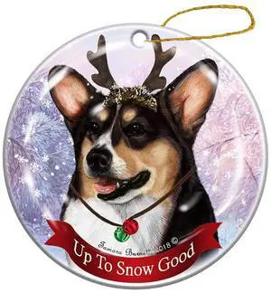 Holiday Pet Gifts Pembroke Corgi Tricolor Dog Porcelain Christmas Ornament Holiday Pet Gifts Pembroke Corgi Tricolor Dog Porcelain Christmas Ornament