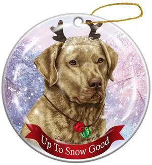Dead Grass Chesapeake Bay Retriever Reindeer Dog Porcelain Christmas Ornament Dead Grass Chesapeake Bay Retriever Reindeer Dog Porcelain Christmas Ornament