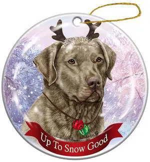 Sage Chesapeake Bay Retriever Reindeer Dog Porcelain Christmas Ornament Sage Chesapeake Bay Retriever Reindeer Dog Porcelain Christmas Ornament