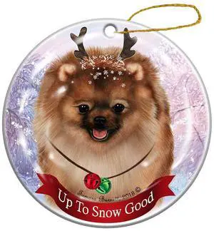 Holiday Pet Gifts Fawn Pomeranian Dog Porcelain Christmas Ornament Holiday Pet Gifts Fawn Pomeranian Dog Porcelain Christmas Ornament