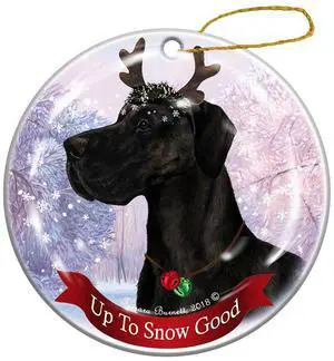 Holiday Pet Gifts Great Dane, Black Uncropped Dog Porcelain Christmas Ornament Holiday Pet Gifts Great Dane, Black Uncropped Dog Porcelain Christmas Ornament