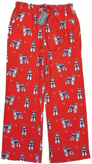 Schnauzer Unisex Lightweight Cotton Blend Pajama Bottoms- Large Schnauzer Unisex Lightweight Cotton Blend Pajama Bottoms- Large
