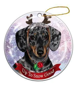 Holiday Pet Gifts Dachshund SH Dapple Light Dog Porcelain Christmas Ornament Holiday Pet Gifts Dachshund SH Dapple Light Dog Porcelain Christmas Ornament