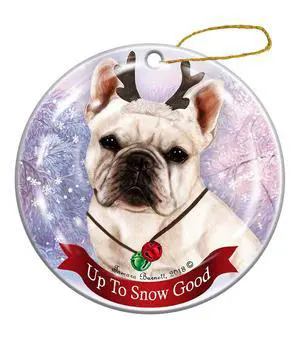 Holiday Pet Gifts White French Bulldog Dog Porcelain Christmas Ornament Holiday Pet Gifts White French Bulldog Dog Porcelain Christmas Ornament