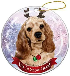 Holiday Pet Gifts Buff Cocker Spaniel Dog Porcelain Christmas Ornament Holiday Pet Gifts Buff Cocker Spaniel Dog Porcelain Christmas Ornament
