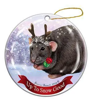 Holiday Pet Gifts Rat Dark Grey Solid Porcelain Christmas Ornament Holiday Pet Gifts Rat Dark Grey Solid Porcelain Christmas Ornament