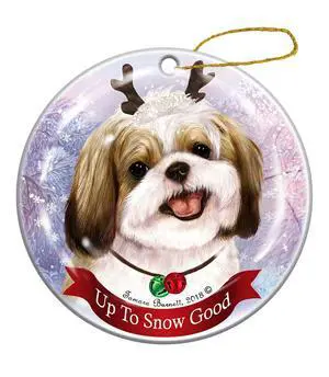 Holiday Pet Gifts Shih Tzu Gold White Dog Porcelain Christmas Ornament Holiday Pet Gifts Shih Tzu Gold White Dog Porcelain Christmas Ornament