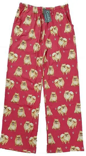 Pomeranian Unisex Lightweight Cotton Blend Pajama Bottoms- Medium Pomeranian Unisex Lightweight Cotton Blend Pajama Bottoms- Medium