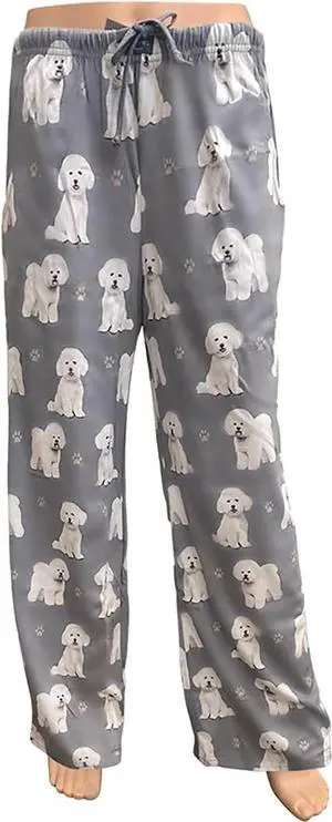 Bichon Frise Unisex Lightweight Cotton Blend Pajama Bottoms- Small Bichon Frise Unisex Lightweight Cotton Blend Pajama Bottoms- Small