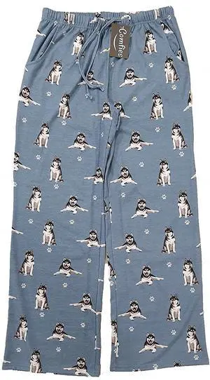 Siberian Husky Unisex Lightweight Cotton Blend Pajama Bottoms- X-Large Siberian Husky Unisex Lightweight Cotton Blend Pajama Bottoms- X-Large