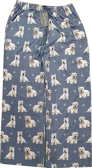 Westie Unisex Lightweight Cotton Blend Pajama Bottoms- X-Large Westie Unisex Lightweight Cotton Blend Pajama Bottoms- X-Large