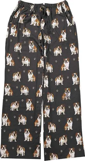 Bulldog Unisex Lightweight Cotton Blend Pajama Bottoms- Large Bulldog Unisex Lightweight Cotton Blend Pajama Bottoms- Large