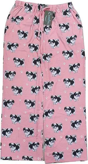Shih Tzu Unisex Lightweight Cotton Blend Pajama Bottoms- Medium Shih Tzu Unisex Lightweight Cotton Blend Pajama Bottoms- Medium