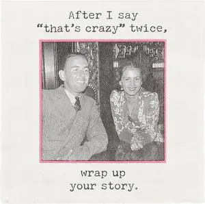 Trash Talk Paper Beverage Napkins, 5" x 5", 20/pk, That's Crazy Twice, Wrap Up Trash Talk Paper Beverage Napkins, 5" x 5", 20/pk, That's Crazy Twice, Wrap Up