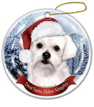 Holiday Pet Gifts Maltese Santa Hat Dog Porcelain Christmas Tree Ornament Holiday Pet Gifts Maltese Santa Hat Dog Porcelain Christmas Tree Ornament