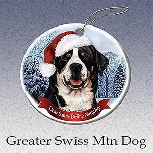 Holiday Pet Gifts Greater Swiss Mountain Dog Santa Hat Dog Porcelain Ornament Holiday Pet Gifts Greater Swiss Mountain Dog Santa Hat Dog Porcelain Ornament