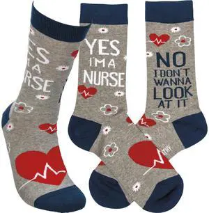 Primitives by Kathy Yes, I'm a Nurse No I Don't Wanna Look at it Socks Primitives by Kathy Yes, I'm a Nurse No I Don't Wanna Look at it Socks