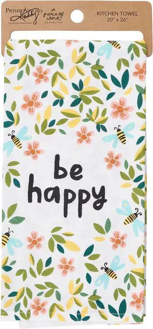 Primitives by Kathy Kitchen Towel - Be Happy, 26" Primitives by Kathy Kitchen Towel - Be Happy, 26"