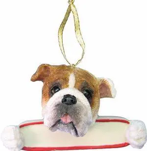 Bulldog Ornament "Santa's Pals" With Personalizable Name Plate Bulldog Ornament "Santa's Pals" With Personalizable Name Plate