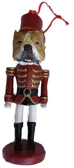 E&S Pets Personalized Dog Soldier Nutcracker Ornament - Pit Bull Brindle Cropped E&S Pets Personalized Dog Soldier Nutcracker Ornament - Pit Bull Brindle Cropped