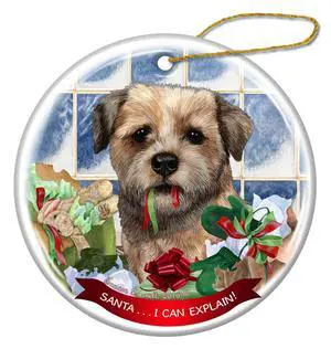 Border Terrier Dog Porcelain Hanging Ornament Pet Gift Santa I Can Explain! Border Terrier Dog Porcelain Hanging Ornament Pet Gift Santa I Can Explain!