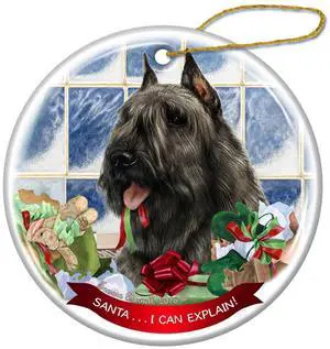 Grey Bouvier Dog Porcelain Hanging Ornament Pet Gift Santa I Can Explain! Grey Bouvier Dog Porcelain Hanging Ornament Pet Gift Santa I Can Explain!