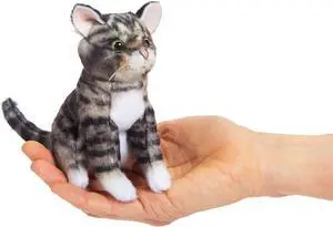 Folkmanis Mini Tabby Cat Finger Puppet, Gray; Black; White Folkmanis Mini Tabby Cat Finger Puppet, Gray; Black; White