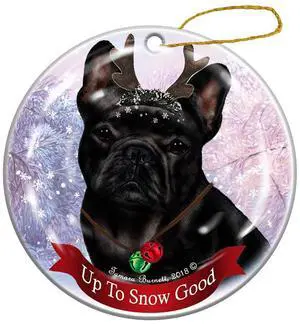 Holiday Pet Gifts French Bulldog Black Dog Porcelain Christmas Ornament Holiday Pet Gifts French Bulldog Black Dog Porcelain Christmas Ornament