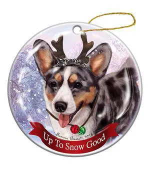 Holiday Pet Gifts Cardigan Corgi Blue Merle Dog Porcelain Christmas Ornament Holiday Pet Gifts Cardigan Corgi Blue Merle Dog Porcelain Christmas Ornament