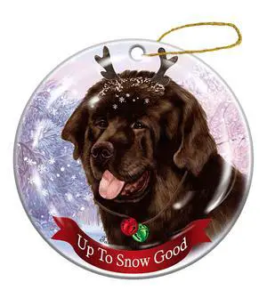 Holiday Pet Gifts Chocolate Newfoundland Dog Porcelain Christmas Ornament Holiday Pet Gifts Chocolate Newfoundland Dog Porcelain Christmas Ornament