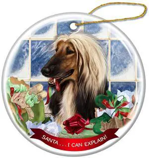 Afghan Dog Porcelain Hanging Ornament Pet Gift 'Santa.. I Can Explain!' Afghan Dog Porcelain Hanging Ornament Pet Gift 'Santa.. I Can Explain!'